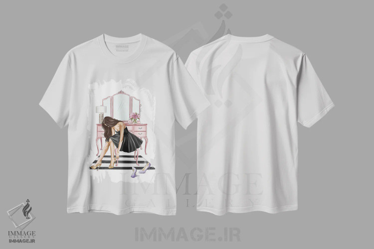 تیشرت سفید طرح دار پیراهن مشکی کوچک، تزئینی اثر الزا فوچه | immage.ir