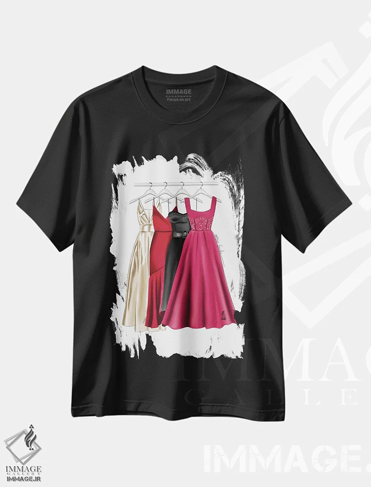 تیشرت مشکی طرح دار پیراهن ها، تزئینی اثر الزا فوچه | فروشگاه ایماژ