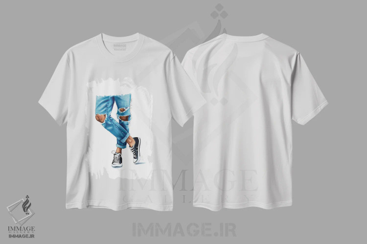 تیشرت سفید طرح دار کفش های راحتی، تزئینی اثر الزا فوچه | immage.ir