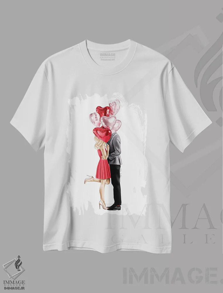 تیشرت سفید طرح دار پشت بادکنک ها I، دست نقاشی و طراحی دستی اثر الزا فوچه | فروشگاه ایماژ