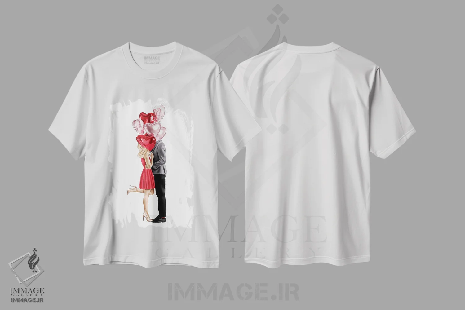 تیشرت سفید طرح دار پشت بادکنک ها I، دست نقاشی و طراحی دستی اثر الزا فوچه | فروشگاه ایماژ