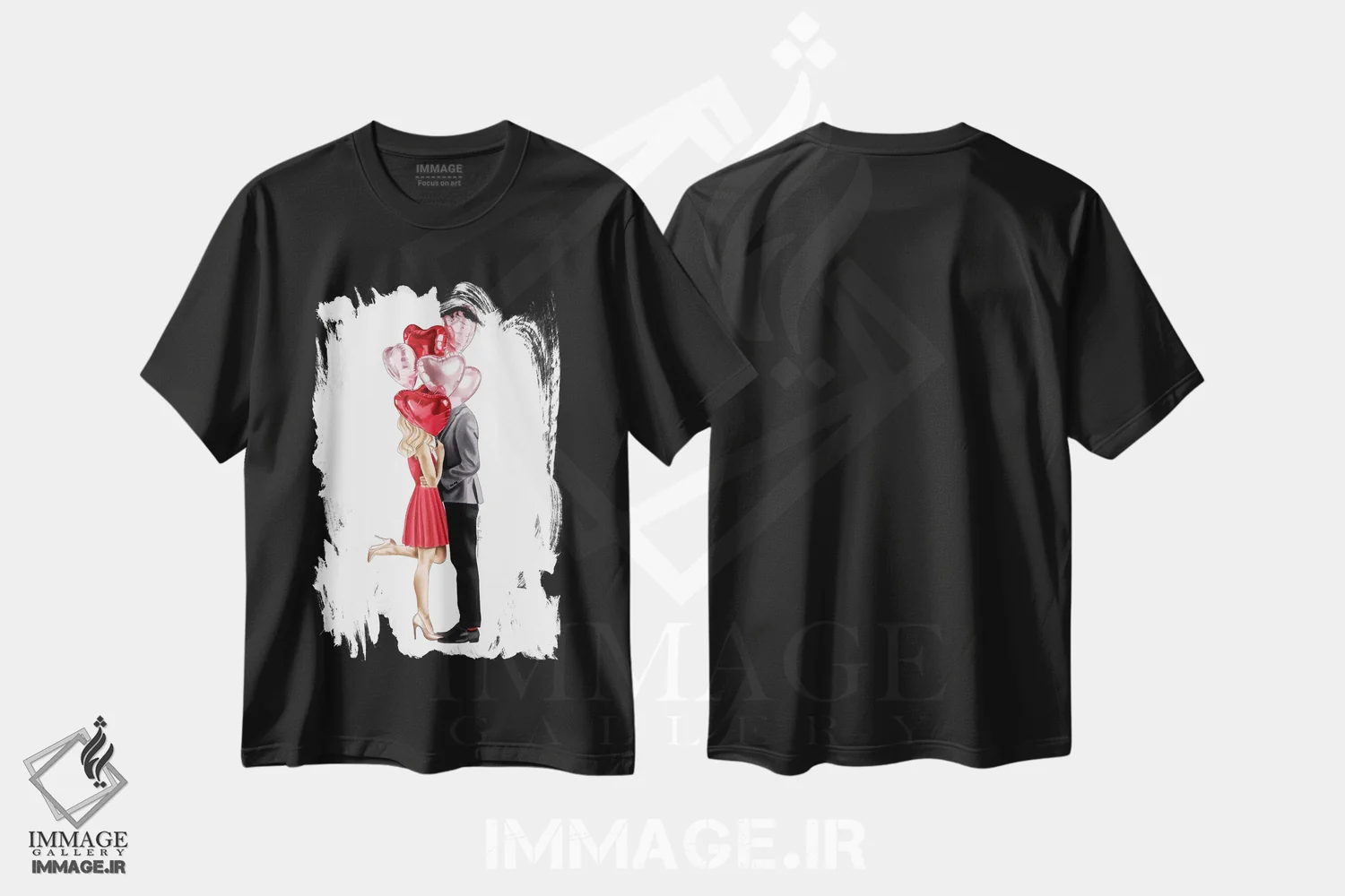 تیشرت مشکی طرح دار پشت بادکنک ها I، دست نقاشی و طراحی دستی اثر الزا فوچه | immage.ir