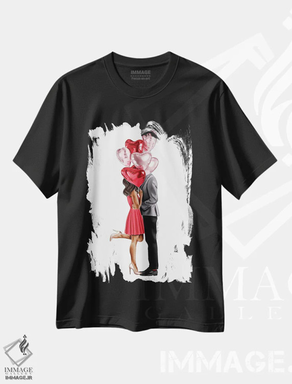 تیشرت مشکی طرح دار پشت بادکنک ها III، هنر آمریکایی آفریقایی تبار اثر الزا فوچه | immage.ir
