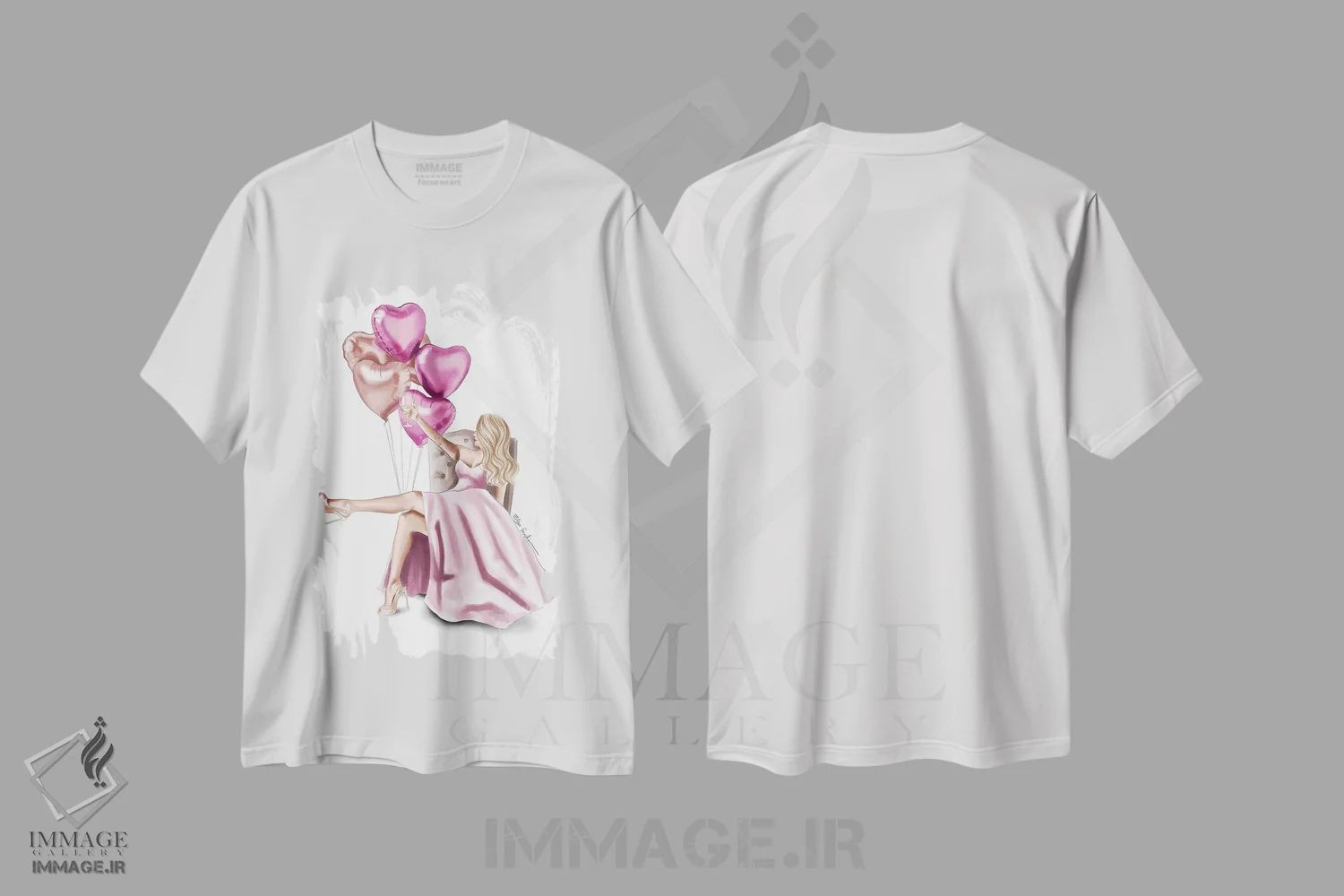 تیشرت سفید طرح دار به زیبایی مجرد II، دست نقاشی و طراحی دستی اثر الزا فوچه | فروشگاه ایماژ