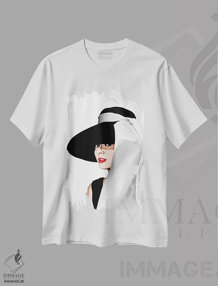تیشرت سفید طرح دار آدری و کلاهش، تزئینی اثر الزا فوچه | فروشگاه ایماژ