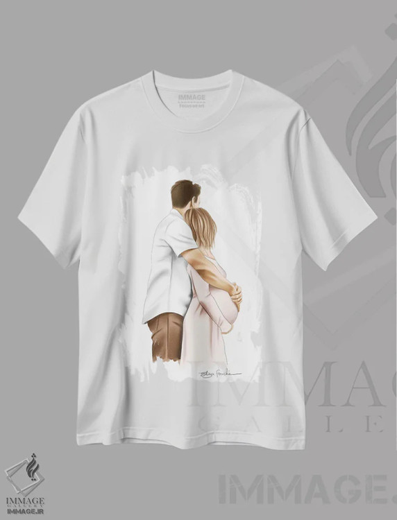تیشرت سفید طرح دار والدین آینده، دست نقاشی و طراحی دستی اثر الزا فوچه | فروشگاه ایماژ