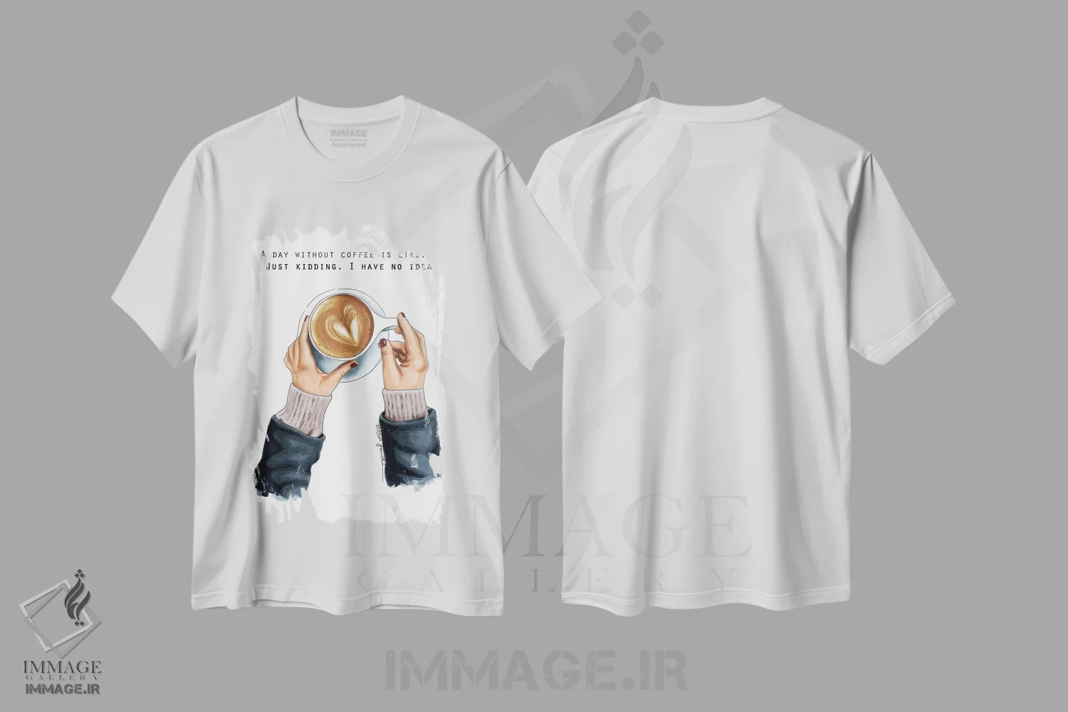 تیشرت سفید طرح دار معتاد به قهوه، تزئینی اثر الزا فوچه | immage.ir