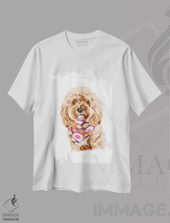 تیشرت سفید طرح دار کاودل، دست نقاشی و طراحی دستی اثر الزا فوچه | فروشگاه ایماژ
