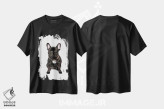 تیشرت مشکی طرح دار بولداگ فرانسوی، دست نقاشی و طراحی دستی اثر الزا فوچه | فروشگاه ایماژ