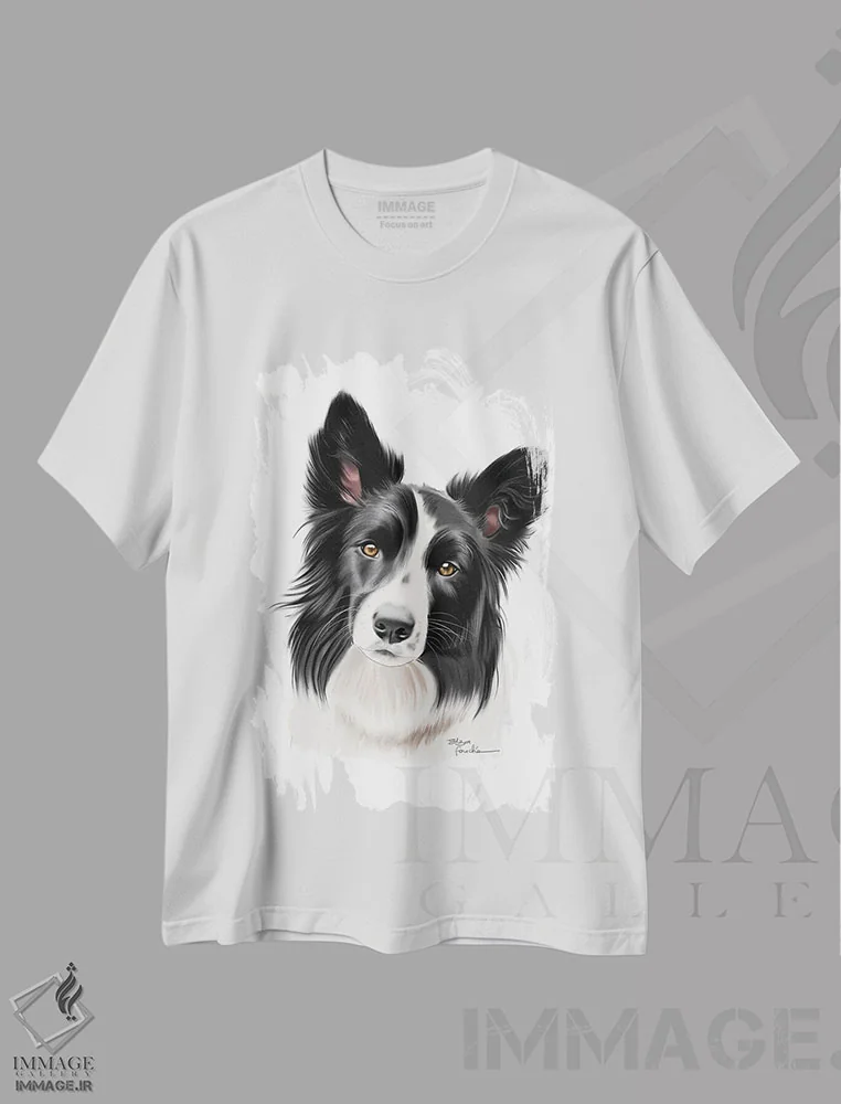 تیشرت سفید طرح دار بردر کولی، دست نقاشی و طراحی دستی اثر الزا فوچه | فروشگاه ایماژ