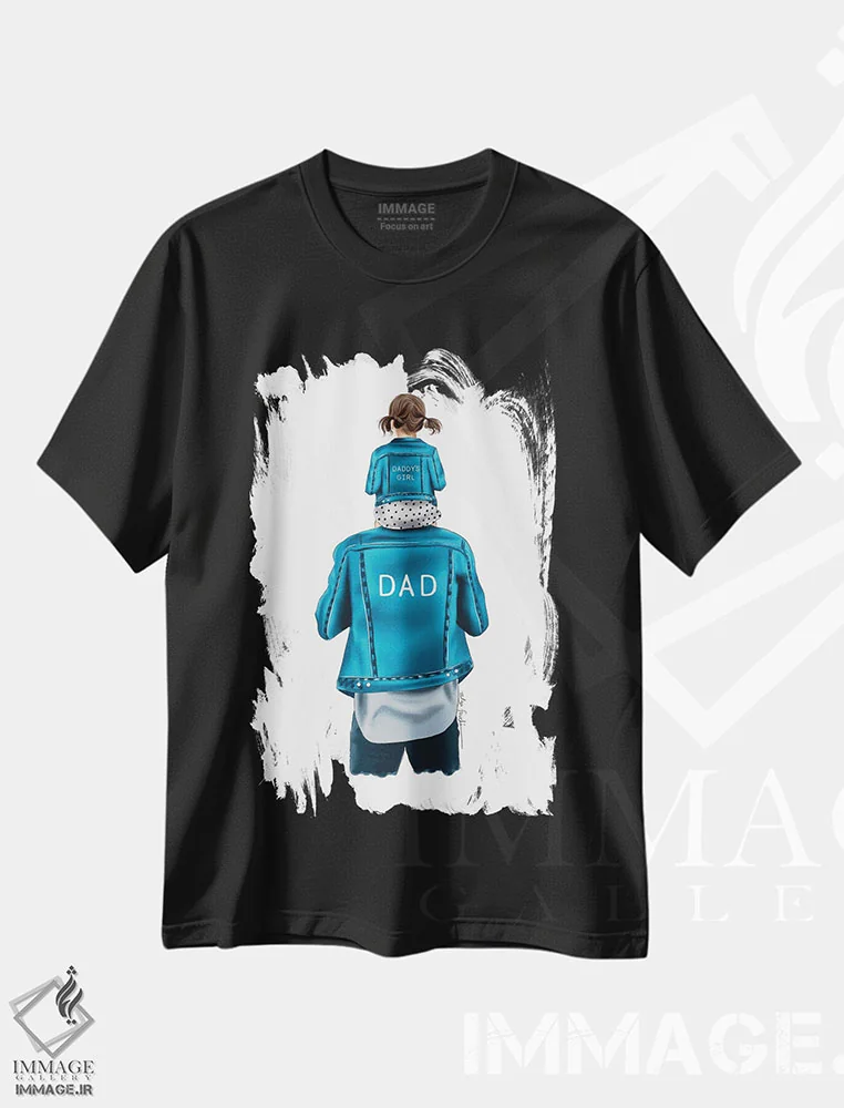 تیشرت مشکی طرح دار دختر بابا II، دست نقاشی و طراحی دستی اثر الزا فوچه | immage.ir