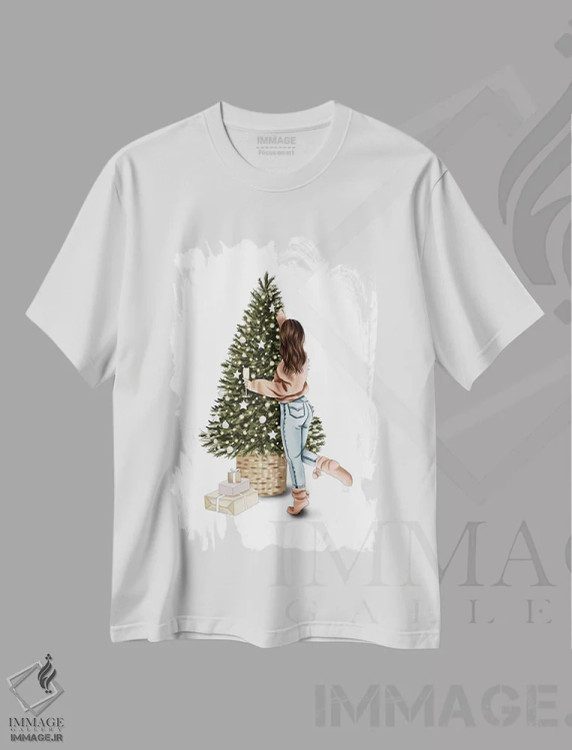 تیشرت سفید طرح دار تزیین درخت، دست نقاشی و طراحی دستی اثر الزا فوچه | immage.ir