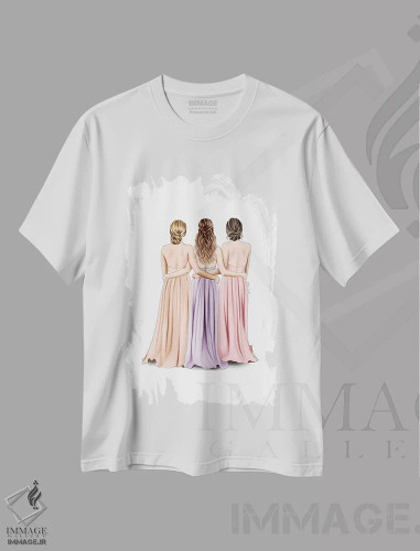 تیشرت سفید طرح دار دوستان جشن فارغ التحصیلی، دست نقاشی و طراحی دستی اثر الزا فوچه | فروشگاه ایماژ