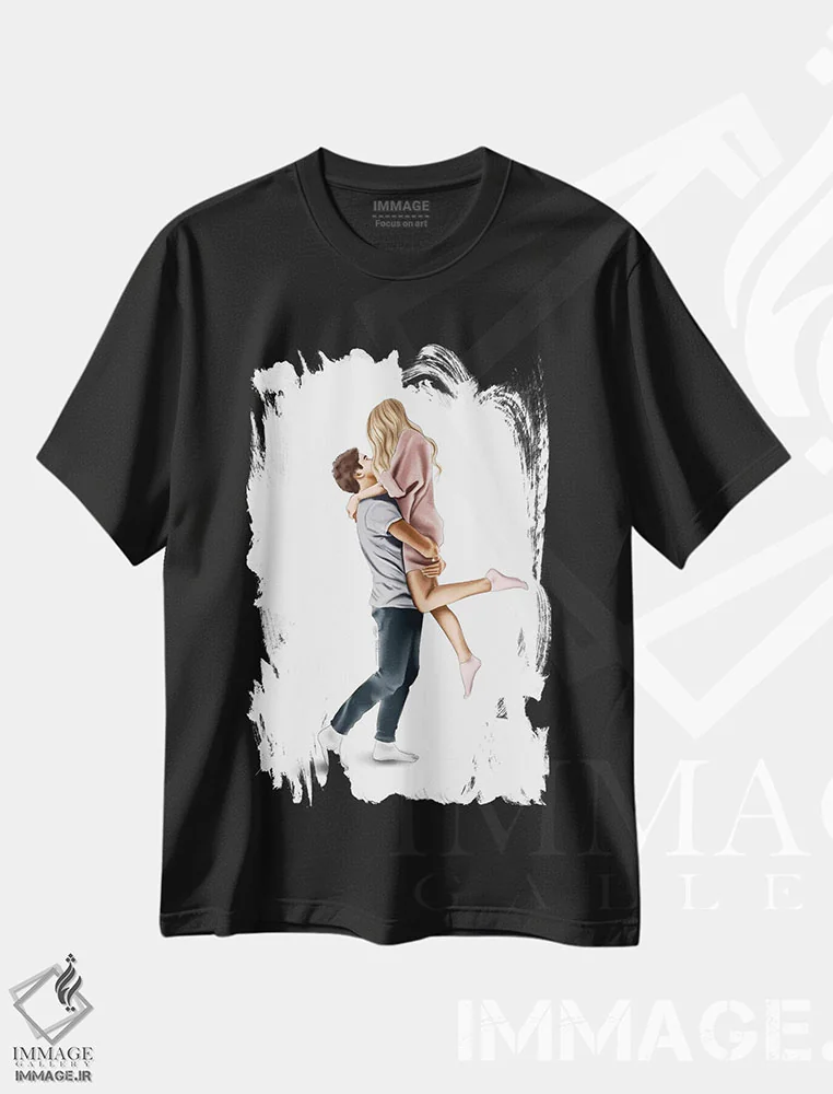 تیشرت مشکی طرح دار خوشحال با تو، تزئینی اثر الزا فوچه | فروشگاه ایماژ