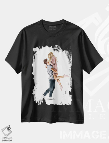 تیشرت مشکی طرح دار خوشحال با تو، تزئینی اثر الزا فوچه | فروشگاه ایماژ