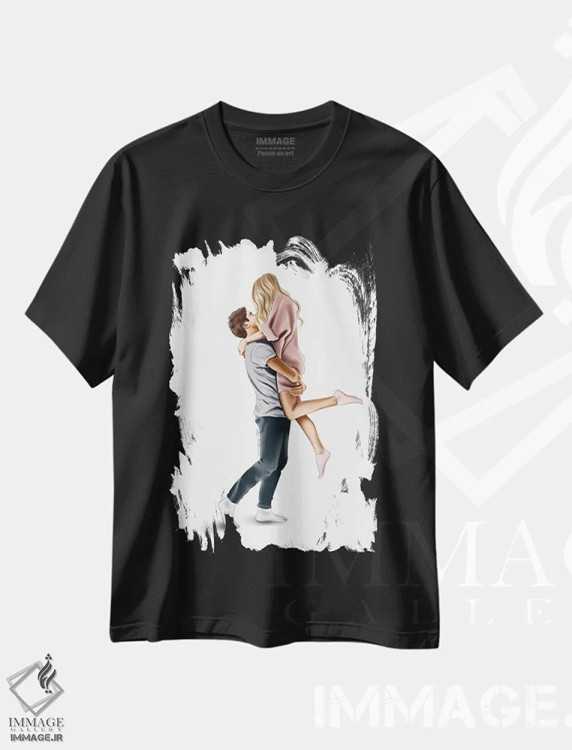 تیشرت مشکی طرح دار خوشحال با تو، تزئینی اثر الزا فوچه | فروشگاه ایماژ