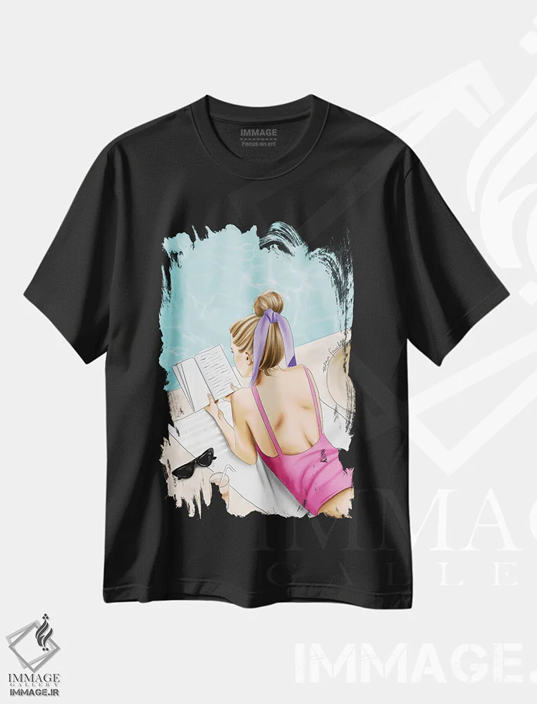 تیشرت مشکی طرح دار لب استخر، تزئینی اثر الزا فوچه | immage.ir