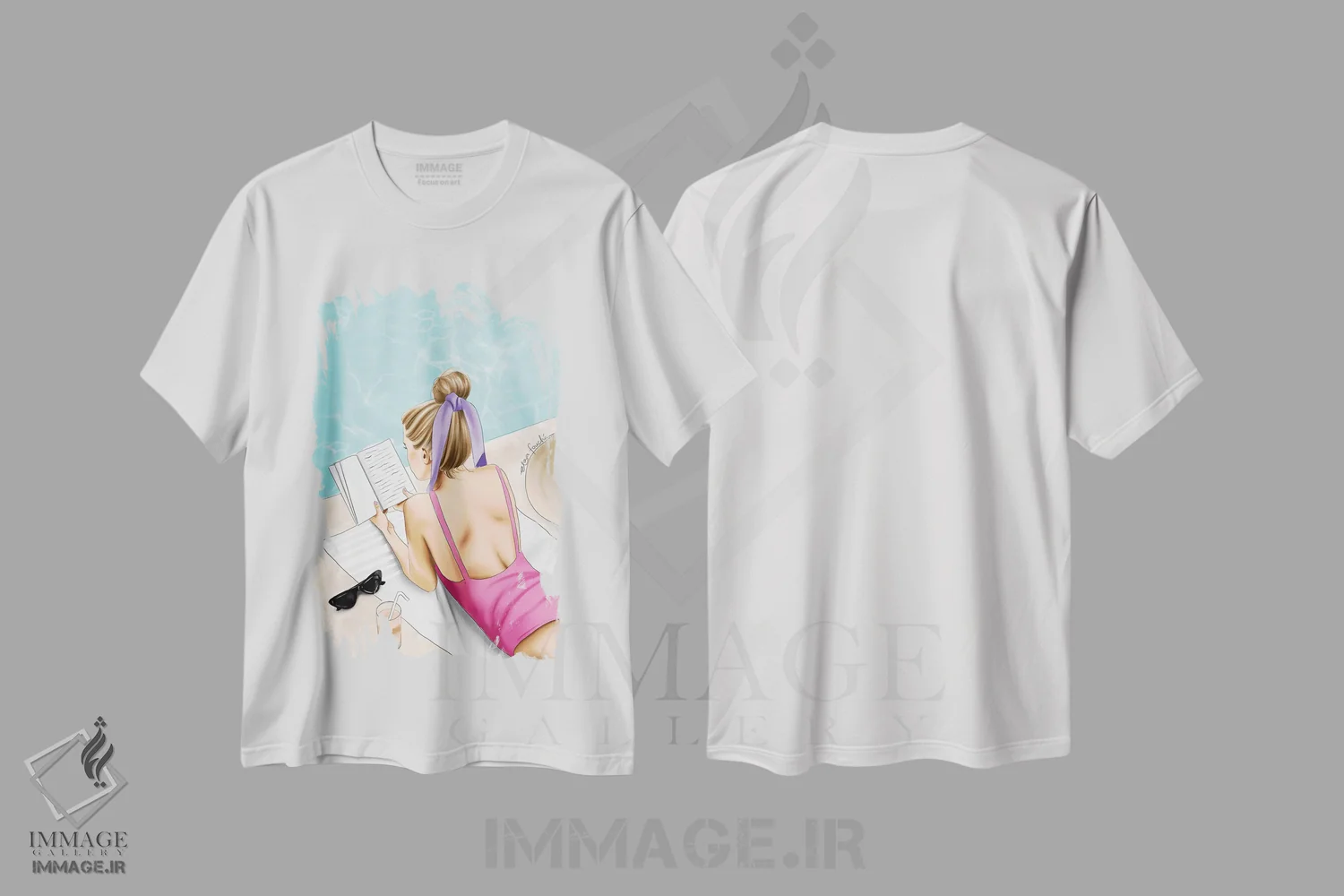 تیشرت سفید طرح دار لب استخر، تزئینی اثر الزا فوچه | فروشگاه ایماژ