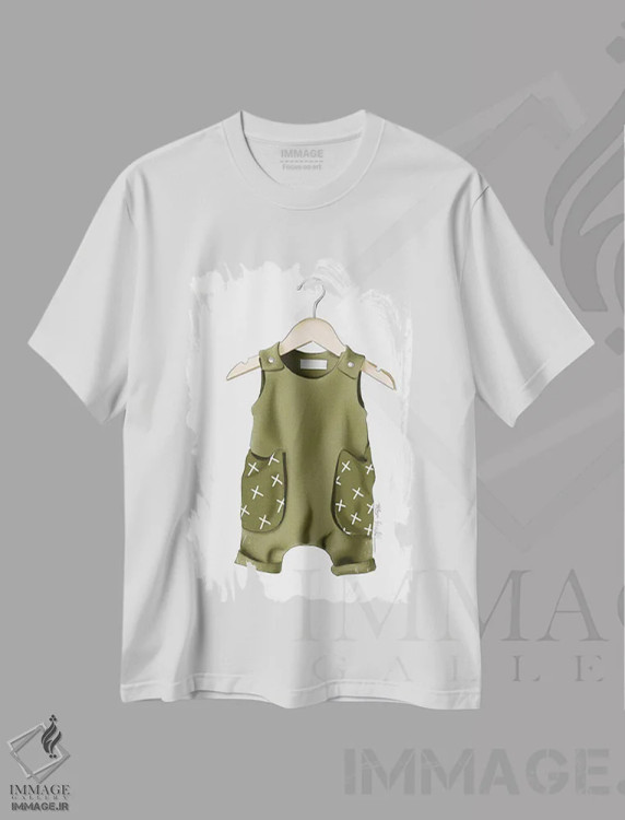 تیشرت سفید طرح دار لباس نوزاد پسر، دست نقاشی و طراحی دستی اثر الزا فوچه | فروشگاه ایماژ