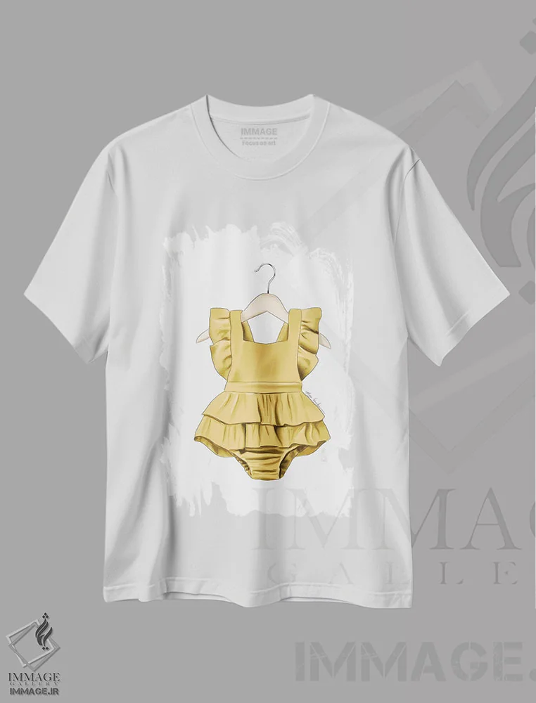 تیشرت سفید طرح دار لباس نوزاد دختر، دست نقاشی و طراحی دستی اثر الزا فوچه | immage.ir