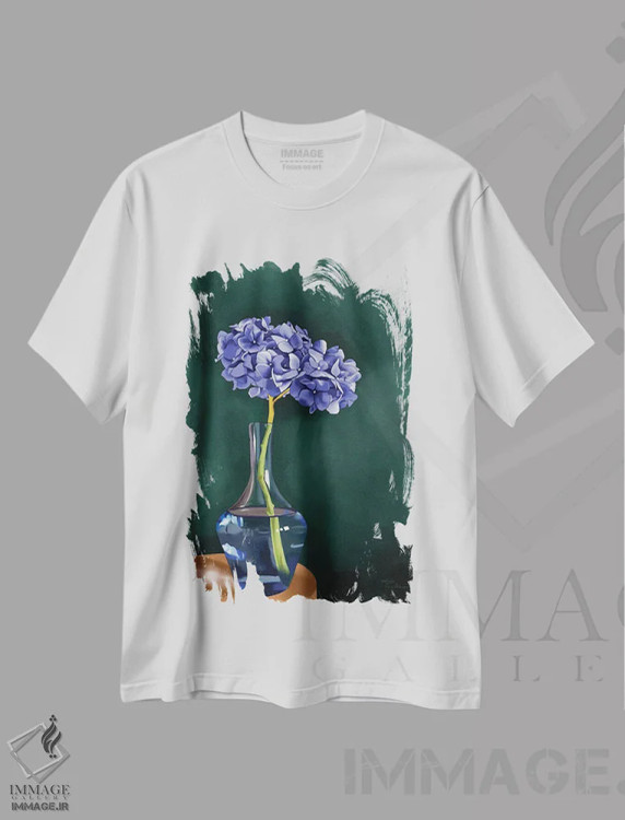 تیشرت سفید طرح دار هورتانسیا، دکور معاصر اثر الزا فوچه | immage.ir