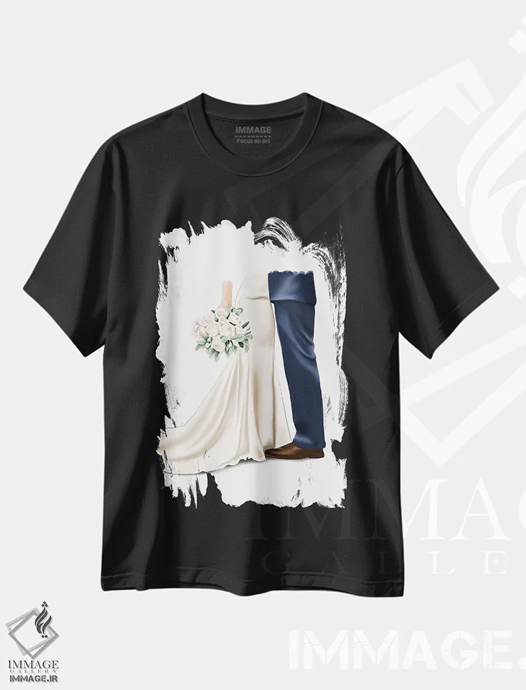 تیشرت مشکی طرح دار آقا و خانم، دکور معاصر اثر الزا فوچه | فروشگاه ایماژ