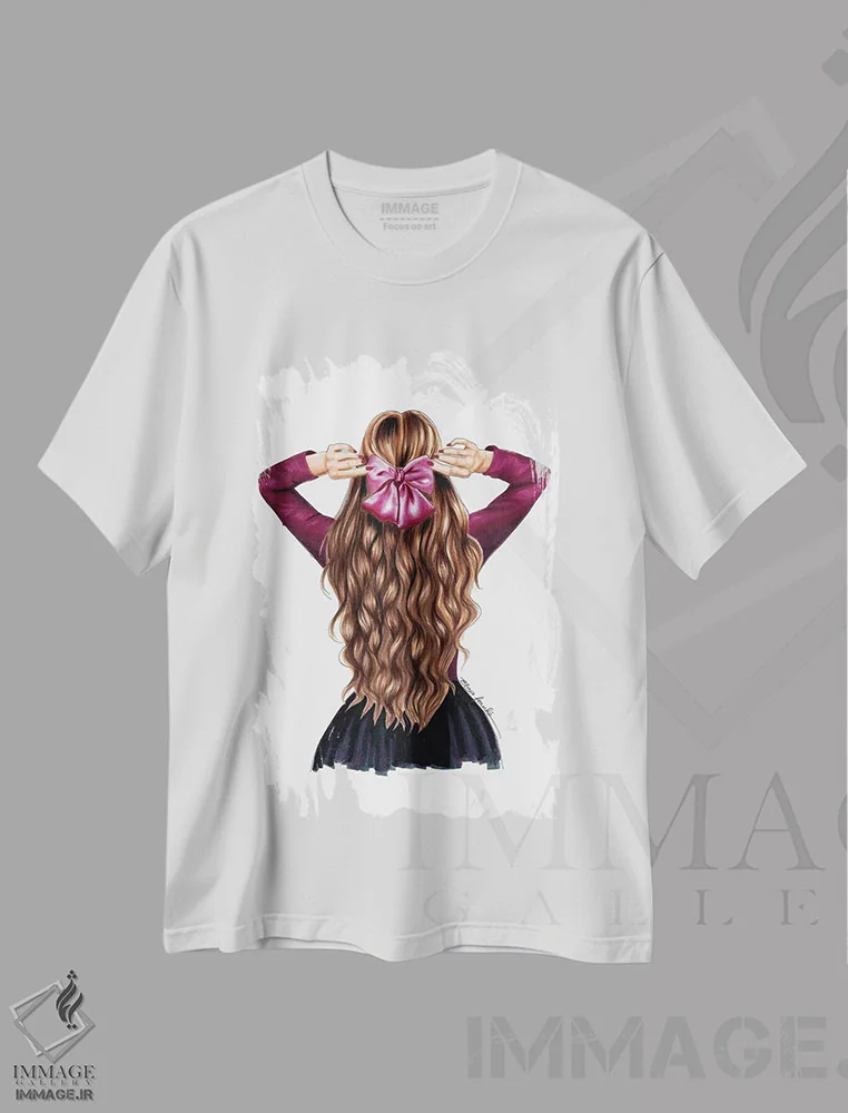 تیشرت سفید طرح دار پاپیون مو، تزئینی اثر الزا فوچه | فروشگاه ایماژ