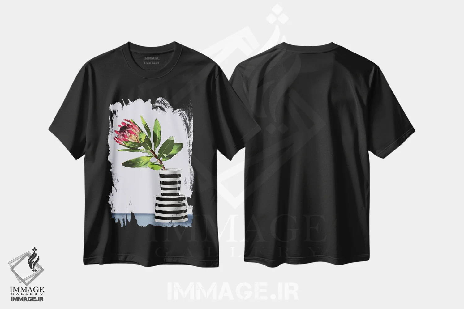تیشرت مشکی طرح دار پروتئا، دکور معاصر اثر الزا فوچه | فروشگاه ایماژ