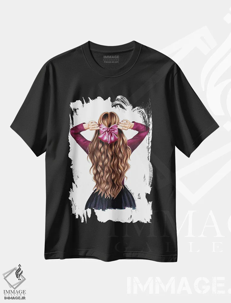 تیشرت مشکی طرح دار پاپیون مو، تزئینی اثر الزا فوچه | immage.ir
