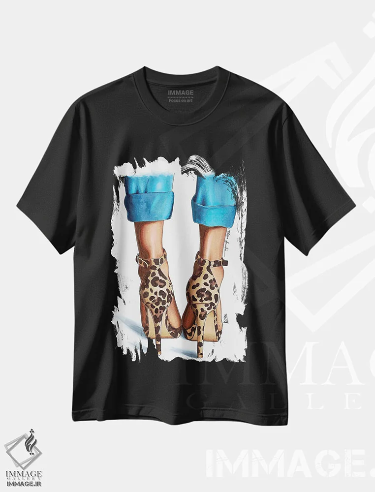 تیشرت مشکی طرح دار جین و پلنگی، تزئینی اثر الزا فوچه | immage.ir