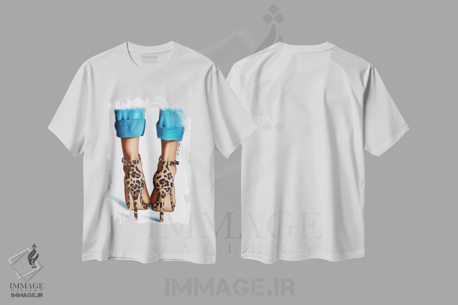 تیشرت سفید طرح دار جین و پلنگی، تزئینی اثر الزا فوچه | فروشگاه ایماژ