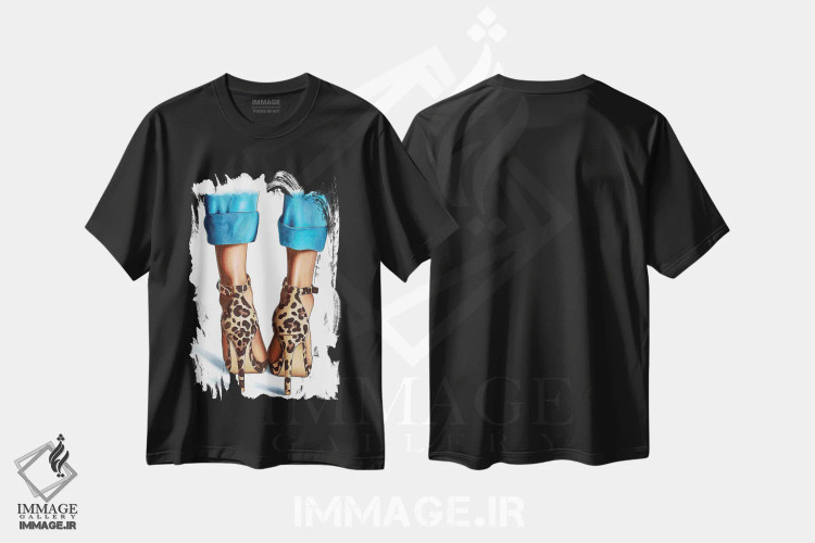 تیشرت مشکی طرح دار جین و پلنگی، تزئینی اثر الزا فوچه | immage.ir