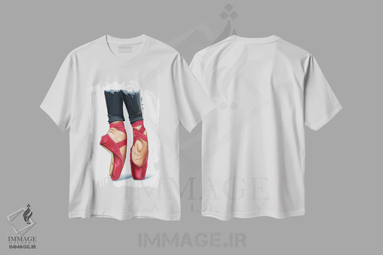 تیشرت سفید طرح دار کفش پنجه دار قرمز، تزئینی اثر الزا فوچه | immage.ir
