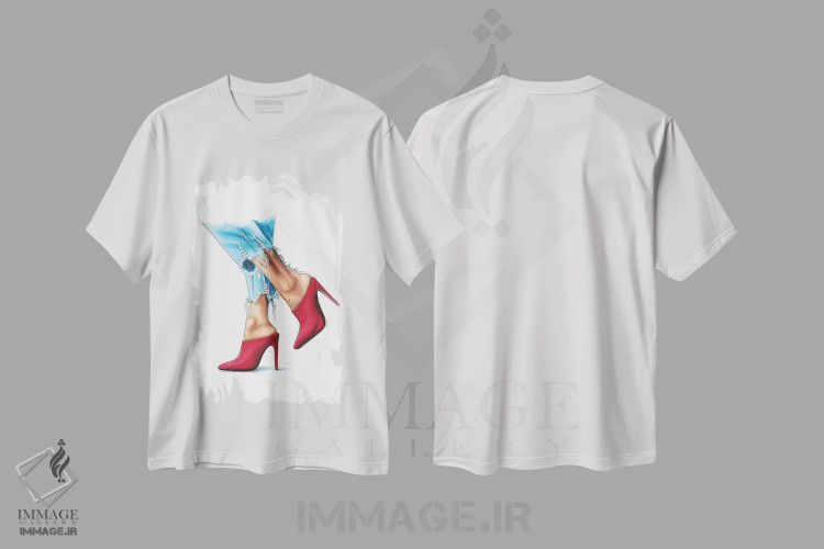 تیشرت سفید طرح دار پارگی و قرمز، تزئینی اثر الزا فوچه | immage.ir