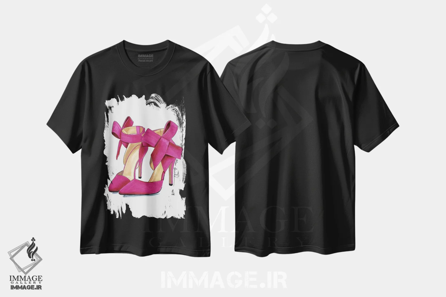 تیشرت مشکی طرح دار کفش پاشنه دار رز، تزئینی اثر الزا فوچه | immage.ir
