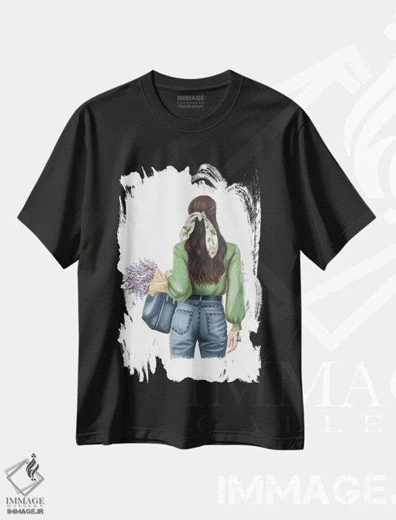 تیشرت مشکی طرح دار روزهای بهاری، تزئینی اثر الزا فوچه | فروشگاه ایماژ