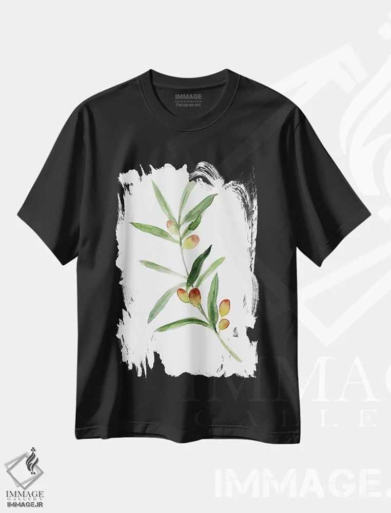 تیشرت مشکی طرح دار شاخه زیتون شیرین ۱، دکور معاصر اثر اما کارولین | immage.ir
