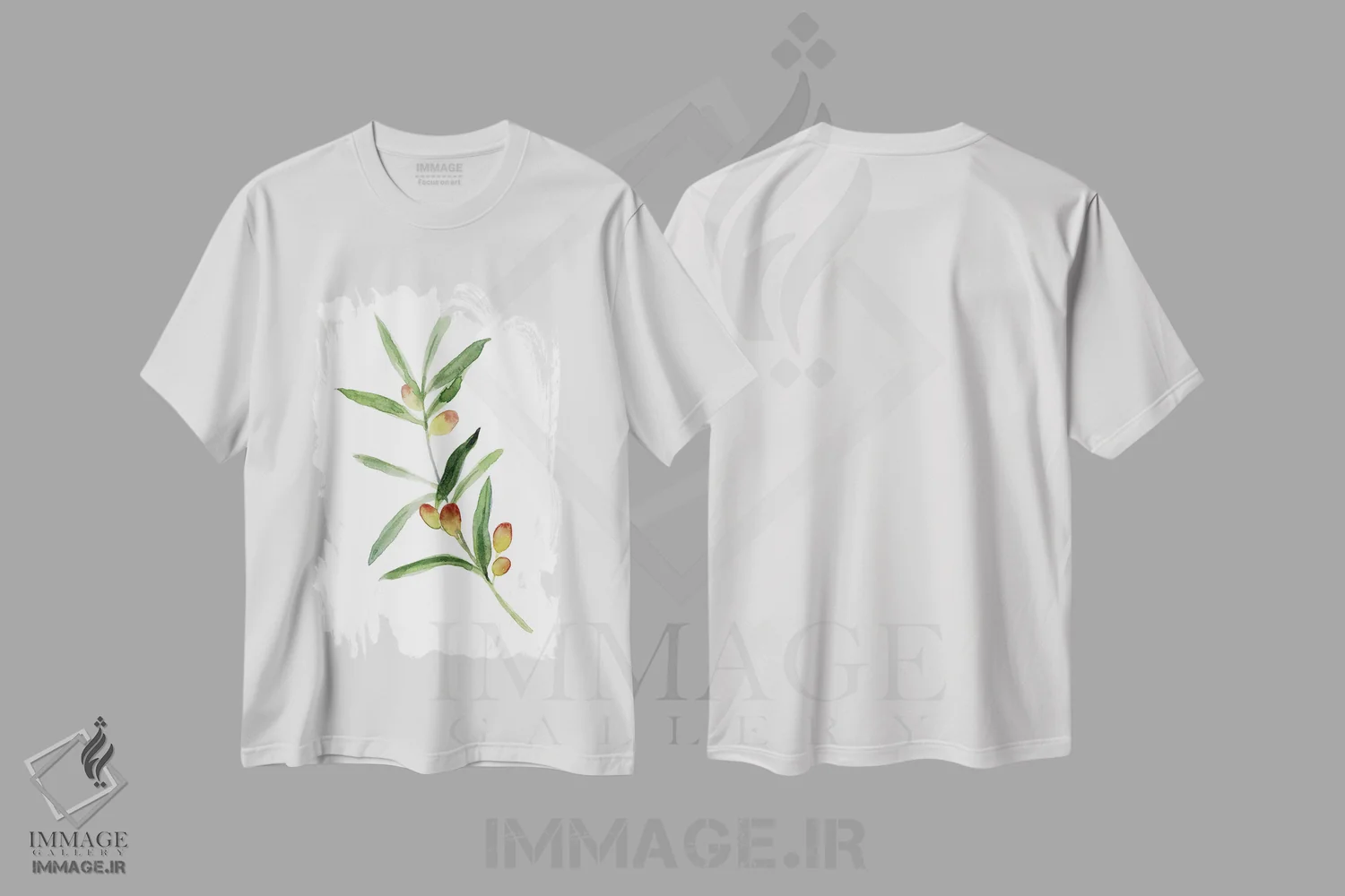 تیشرت سفید طرح دار شاخه زیتون شیرین ۱، دکور معاصر اثر اما کارولین | فروشگاه ایماژ