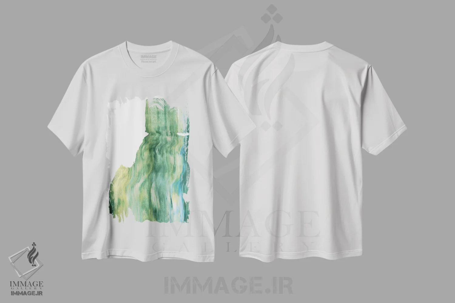 تیشرت سفید طرح دار استاتیک ۳ اثر اما کارولین | فروشگاه ایماژ