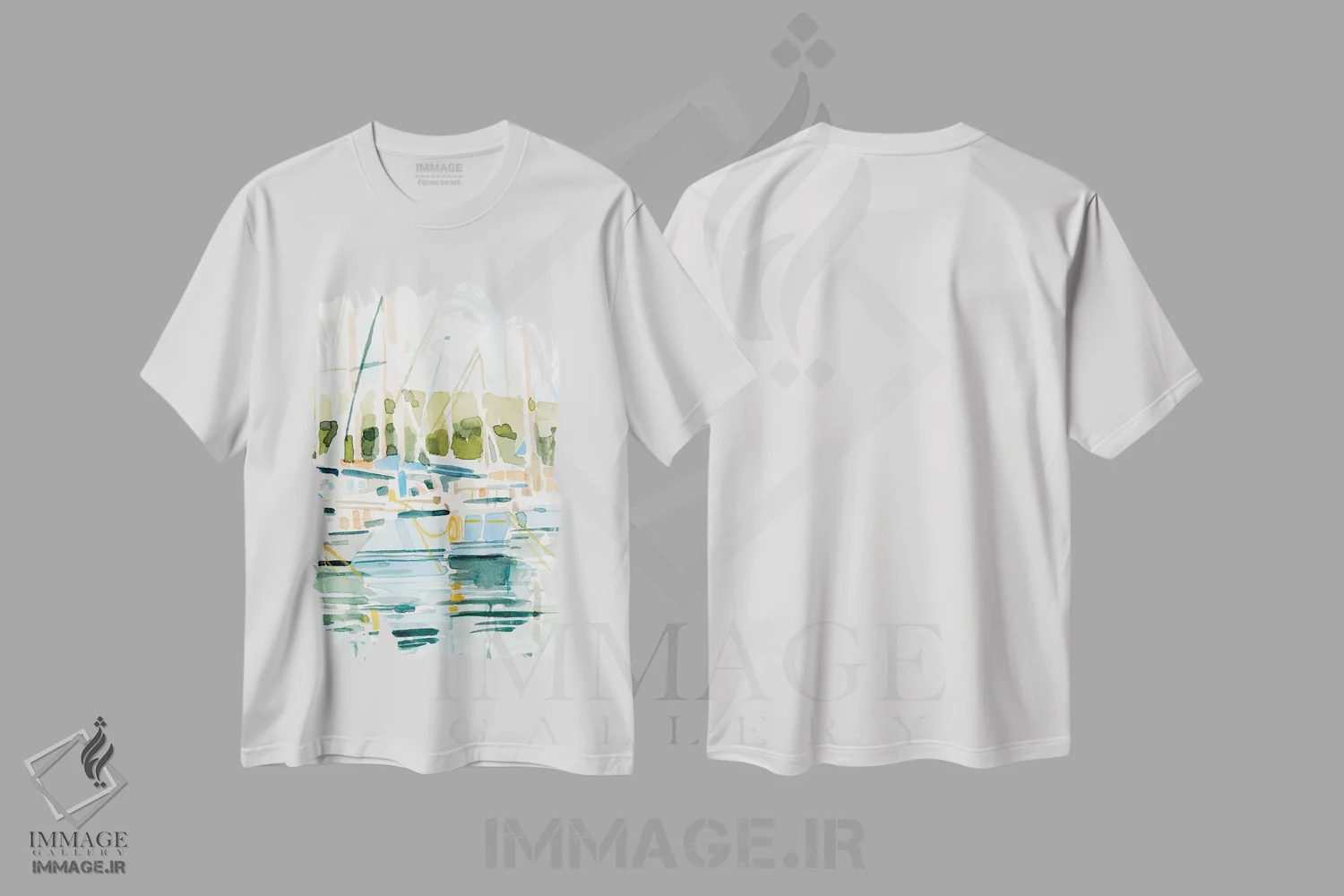 تیشرت سفید طرح دار کنار خلیج ۱، مدیوم اثر اما کارولین | immage.ir