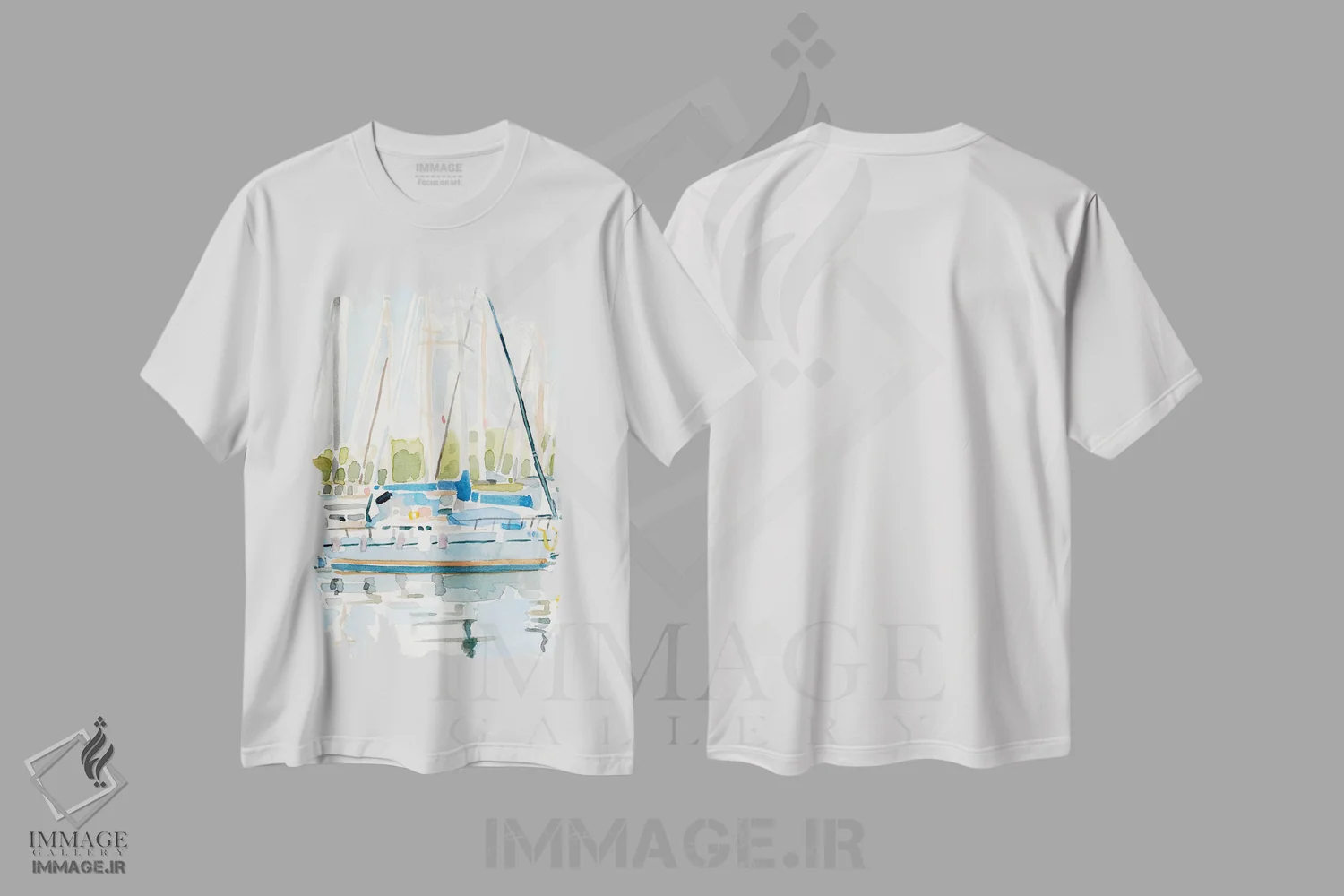 تیشرت سفید طرح دار کنار خلیج ۲، مدیوم اثر اما کارولین | immage.ir