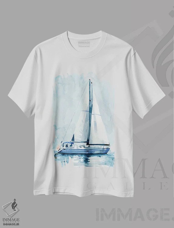 تیشرت سفید طرح دار قایق بادبانی تنها ۲، دکور معاصر اثر اما کارولین | immage.ir