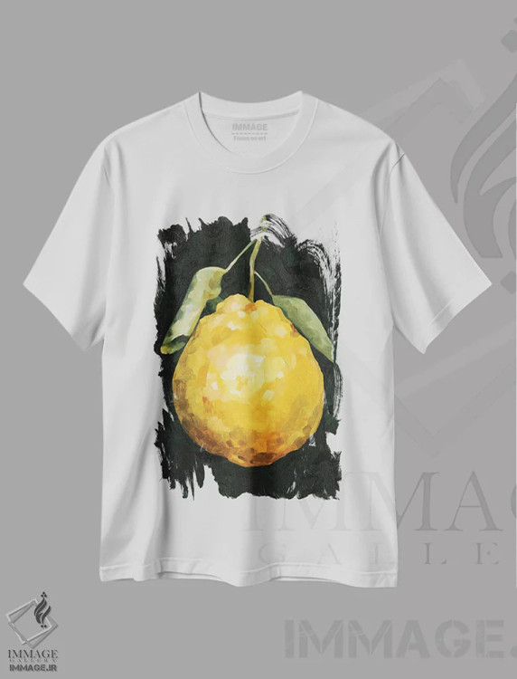 تیشرت سفید طرح دار لیمو ترش تیره ۲، تزئینی اثر اما کارولین | immage.ir