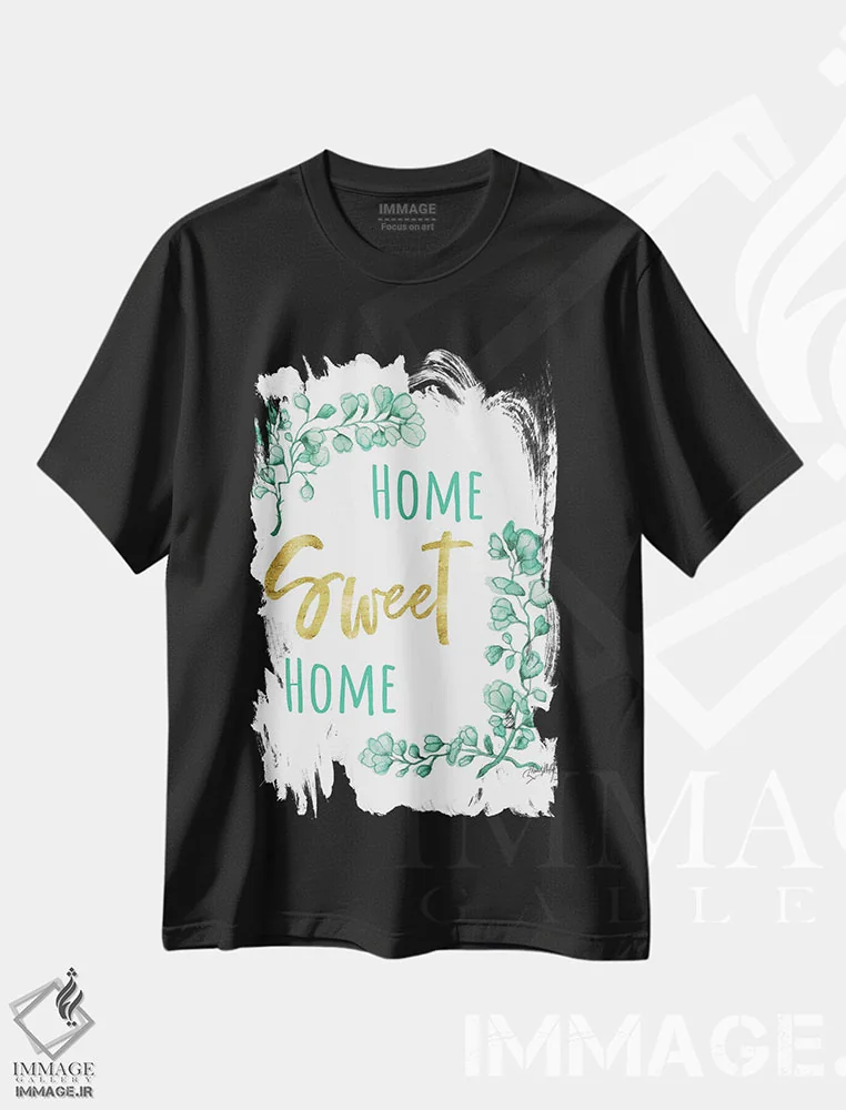 تیشرت مشکی طرح دار خانهٔ دوست داشتنی، مدیوم اثر الیزابت مدلی | immage.ir