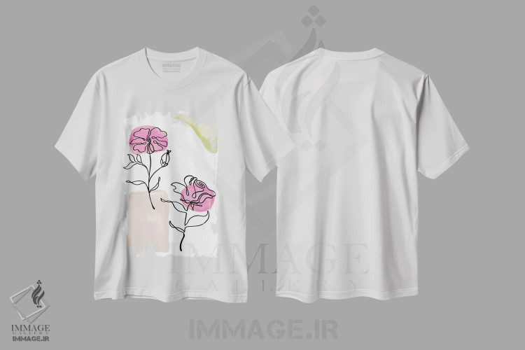 تیشرت سفید طرح دار طرح گل مدرن ۱، تزئینی اثر الیزابت مدلی | immage.ir