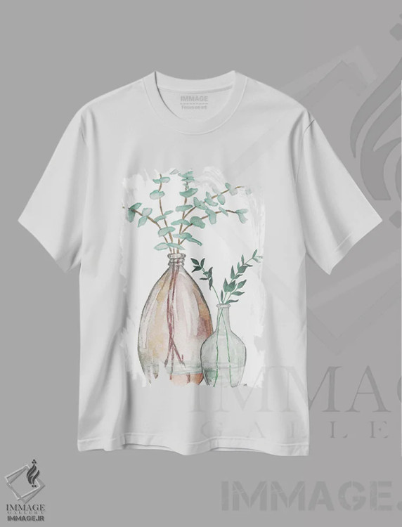 تیشرت سفید طرح دار تزئینات آرامش ۳، مدیوم اثر الیزابت مدلی | immage.ir