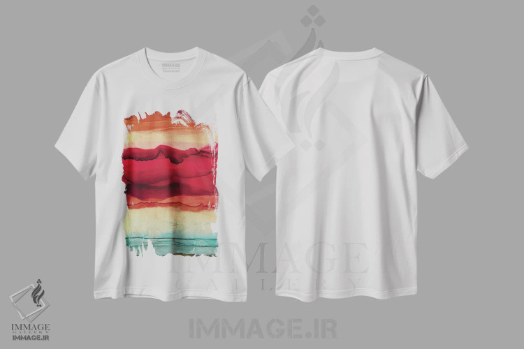 تیشرت سفید طرح دار نقاشی抽象 کوهستان جدید اثر الیزابت مدلی | immage.ir