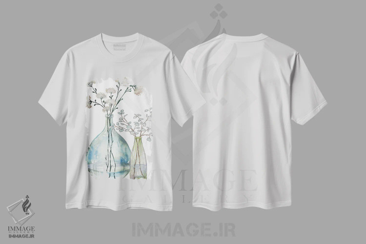 تیشرت سفید طرح دار تزئینات آرامش ۴، مدیوم اثر الیزابت مدلی | فروشگاه ایماژ