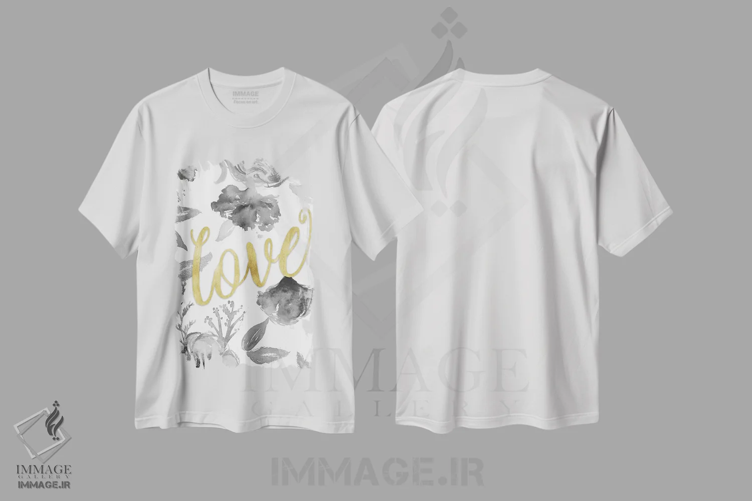 تیشرت سفید طرح دار طرح گل عاشقانه، دکور معاصر اثر الیزابت مدلی | فروشگاه ایماژ