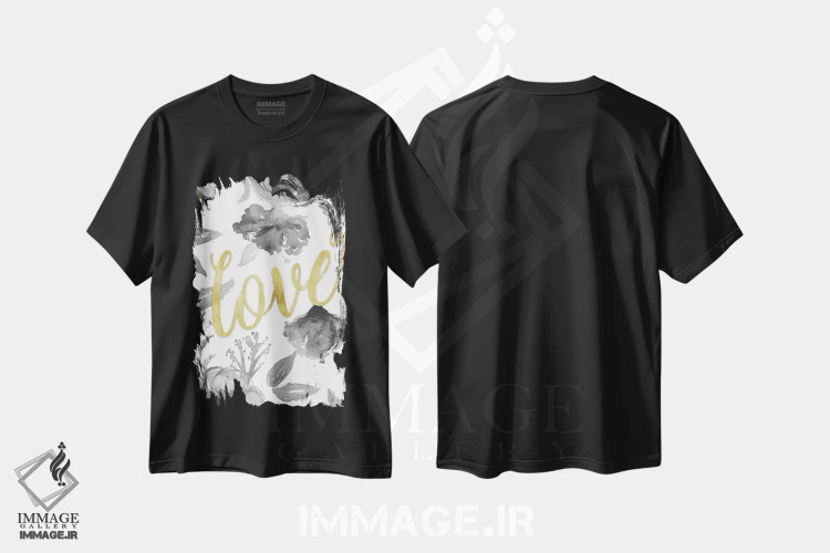 تیشرت مشکی طرح دار طرح گل عاشقانه، دکور معاصر اثر الیزابت مدلی | immage.ir